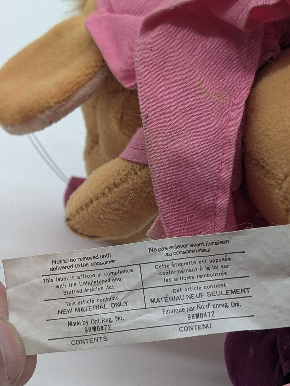 Vintage Disney Store Cinderella Perla Mouse Plush 7" Pink Dress 1990s - Picture 7 of 8